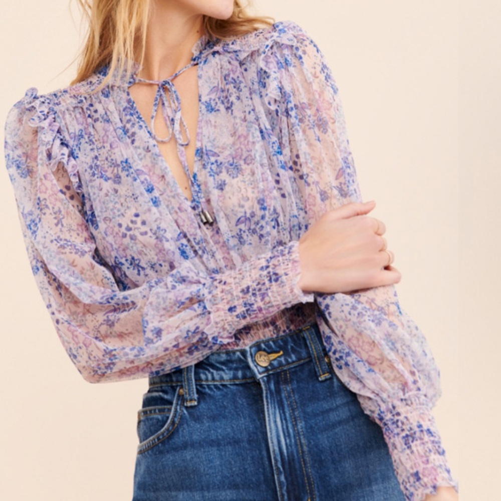 Free People Twyla Print Sheer Top